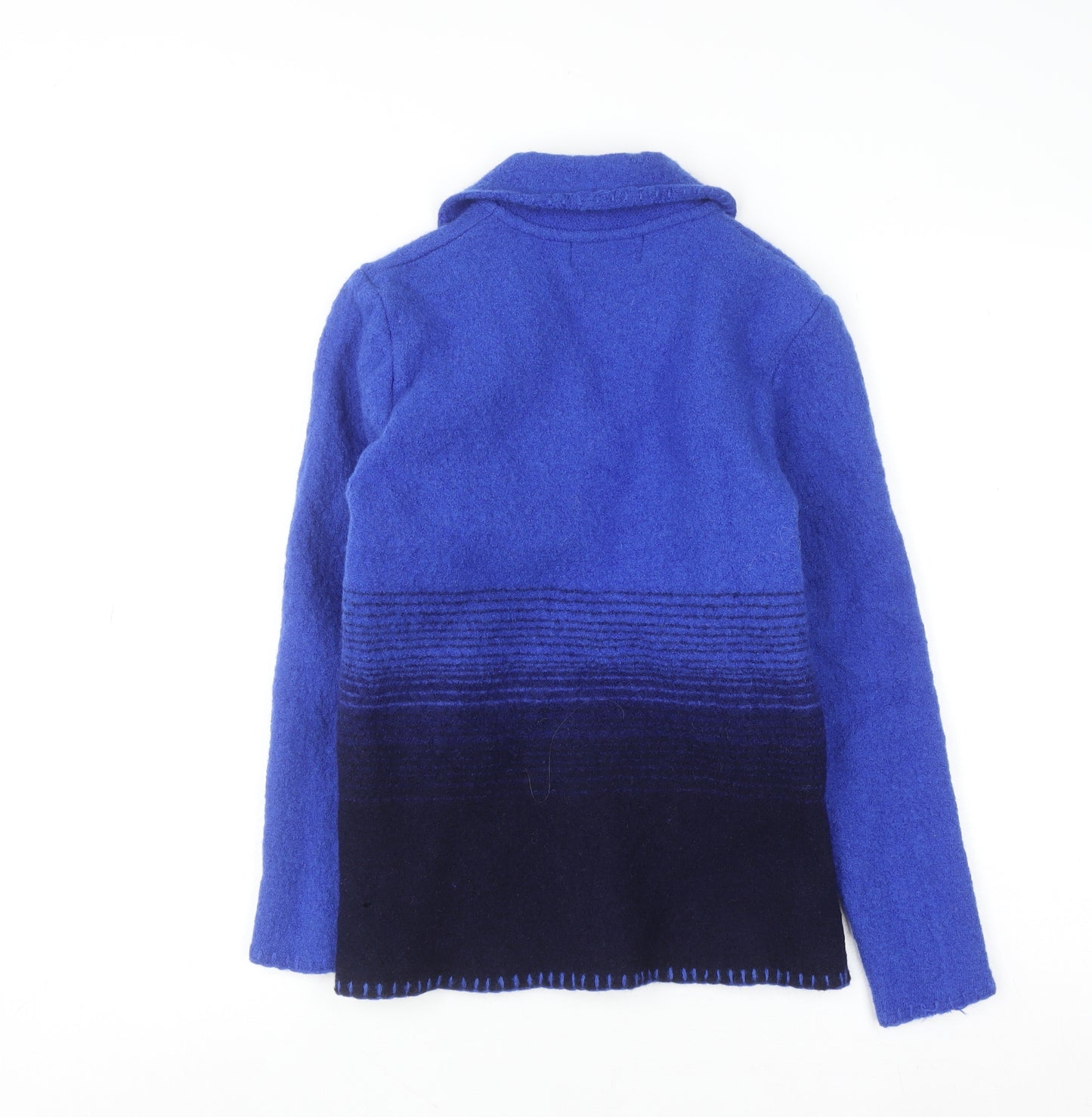 Lisa International Women's Blue Wool Collared Cardigan Size S