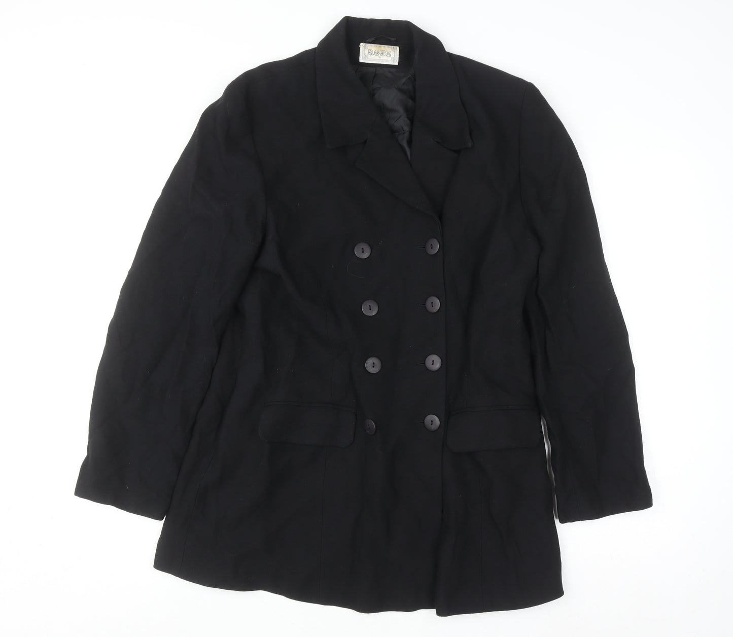 Robe Women's Black Double-Breasted Suit Jacket Size 16 Polyester Blend
