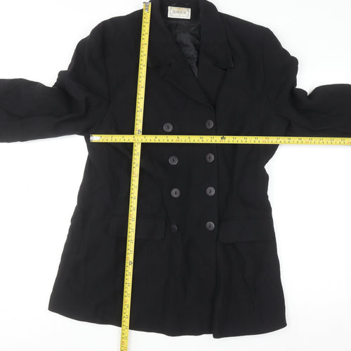 Robe Women's Black Double-Breasted Suit Jacket Size 16 Polyester Blend