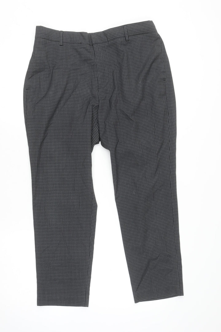 New Look Men Grey Check Regular Fit Trousers Size 36R