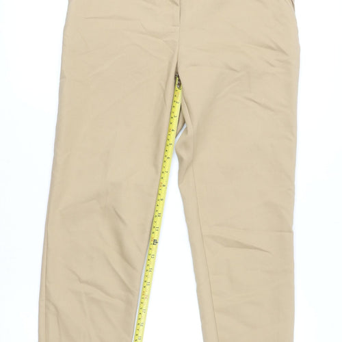 Topshop Women Beige Chino Tapered Trousers Size 10 Stretch Comfort