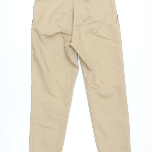 Topshop Women Beige Chino Tapered Trousers Size 10 Stretch Comfort