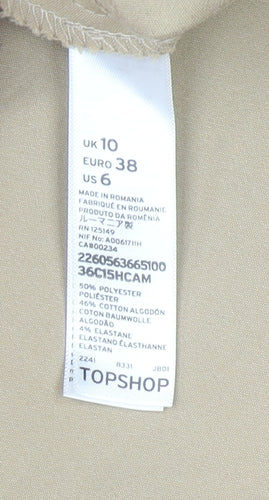 Topshop Women Beige Chino Tapered Trousers Size 10 Stretch Comfort