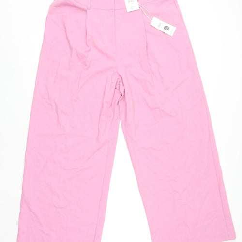 Marks and Spencer Women Pink Wide-Leg Trousers Size 18 Regular