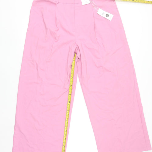Marks and Spencer Women Pink Wide-Leg Trousers Size 18 Regular