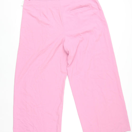 Marks and Spencer Women Pink Wide-Leg Trousers Size 18 Regular