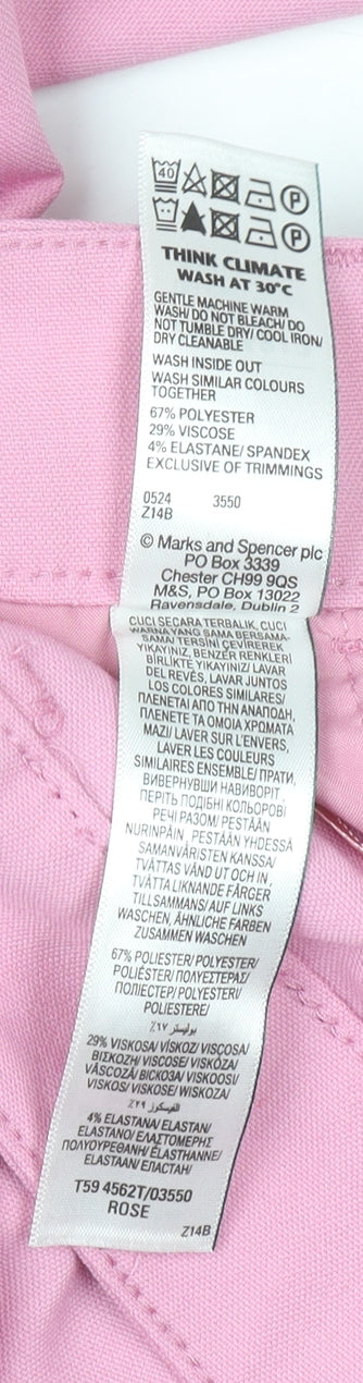 Marks and Spencer Women Pink Wide-Leg Trousers Size 18 Regular