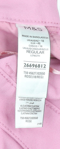 Marks and Spencer Women Pink Wide-Leg Trousers Size 18 Regular