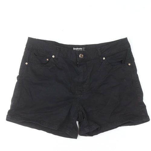 Stradivarius Women Black Denim Shorts Size 8 5-Pocket Style