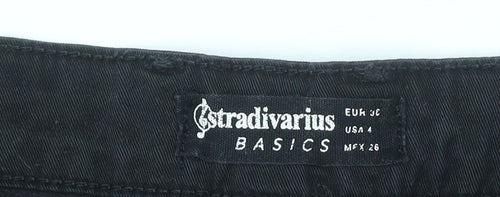 Stradivarius Women Black Denim Shorts Size 8 5-Pocket Style