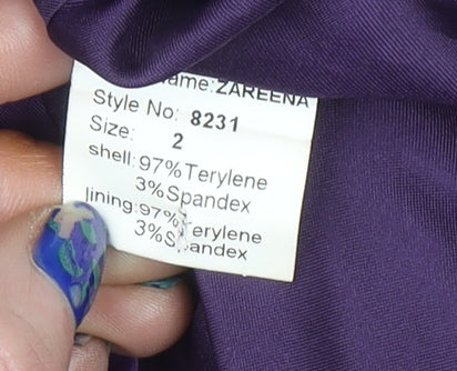 Unique Boutique Women's Purple Satin One Shoulder Ruffle Blouse Size 2