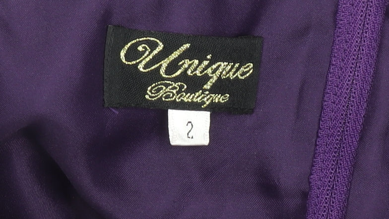 Unique Boutique Women's Purple Satin One Shoulder Ruffle Blouse Size 2