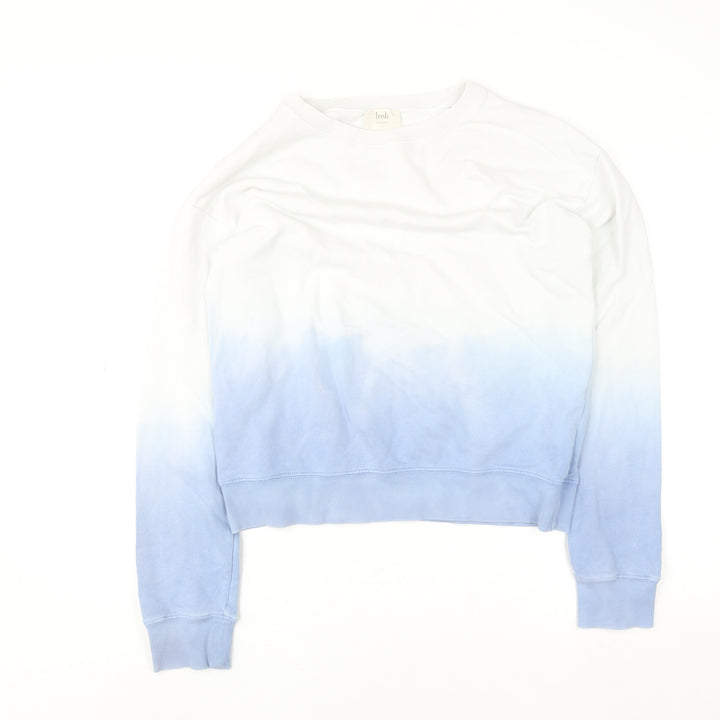 Hush Womens Blue White Dip Dye Cotton Pullover Sweatshirt Size S
