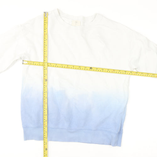 Hush Womens Blue White Dip Dye Cotton Pullover Sweatshirt Size S