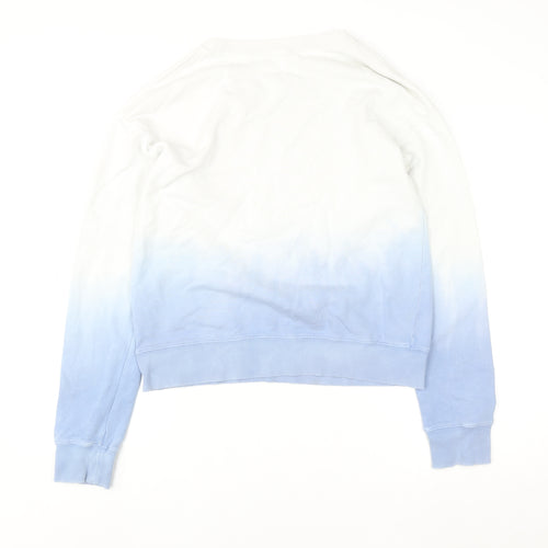 Hush Womens Blue White Dip Dye Cotton Pullover Sweatshirt Size S