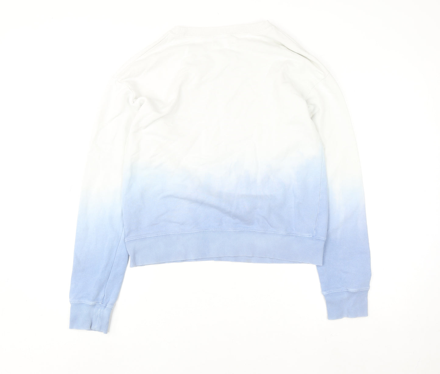 Hush Womens Blue White Dip Dye Cotton Pullover Sweatshirt Size S