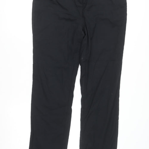 Pink Collection Women's Black Stretch Cotton Straight Trousers Size 14
