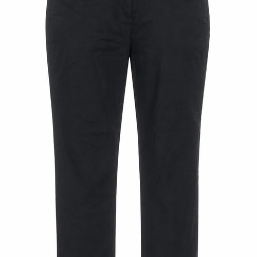 Pink Collection Women's Black Stretch Cotton Straight Trousers Size 14