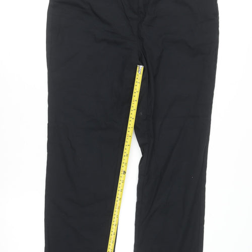 Pink Collection Women's Black Stretch Cotton Straight Trousers Size 14