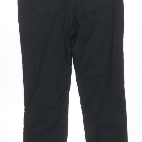 Pink Collection Women's Black Stretch Cotton Straight Trousers Size 14