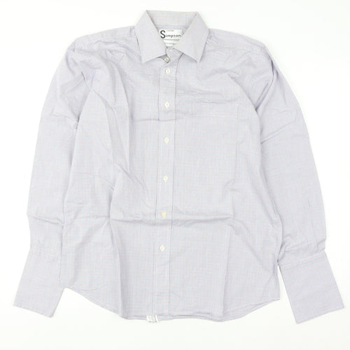 Simpson Piccadilly Men's Blue Check Cotton Long Sleeve Button-Up Shirt 15 M