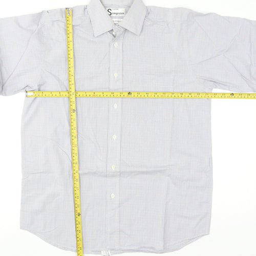 Simpson Piccadilly Men's Blue Check Cotton Long Sleeve Button-Up Shirt 15 M