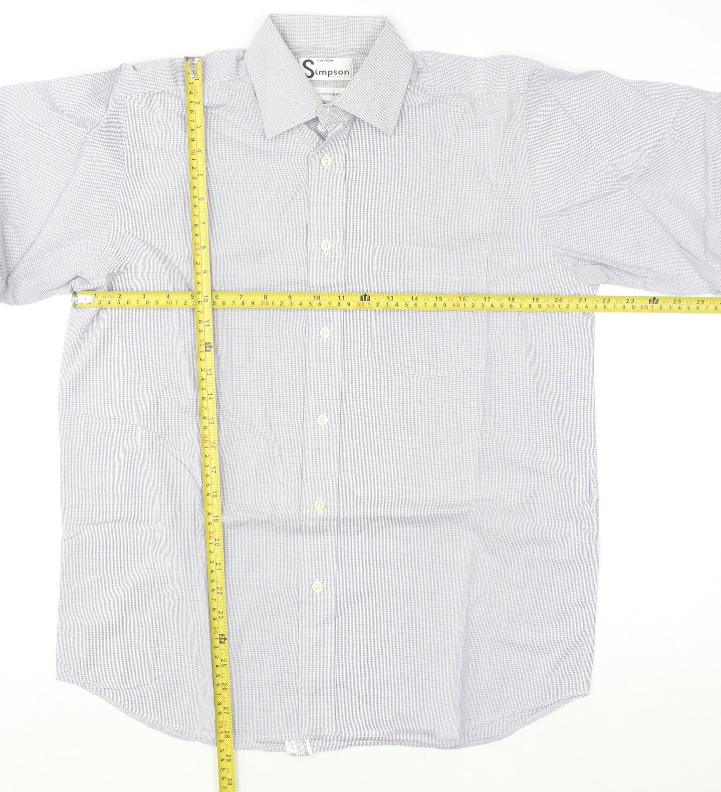 Simpson Piccadilly Men's Blue Check Cotton Long Sleeve Button-Up Shirt 15 M