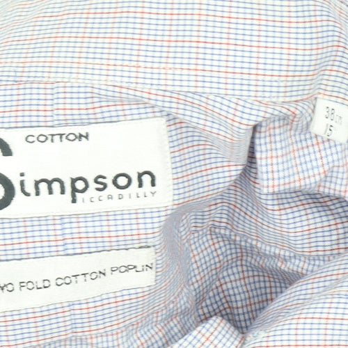 Simpson Piccadilly Men's Blue Check Cotton Long Sleeve Button-Up Shirt 15 M