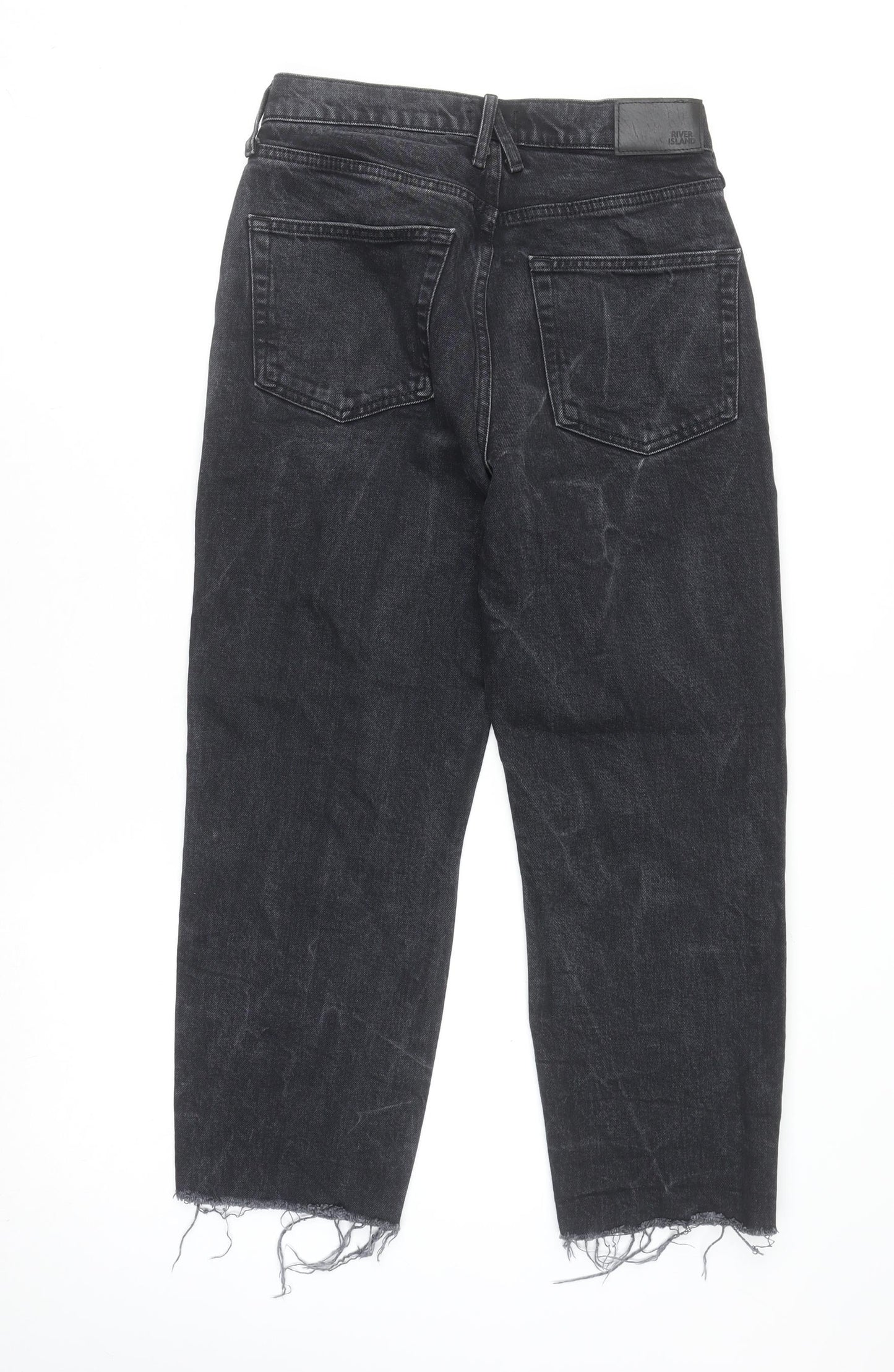 River Island Women’s Black Mom Jeans Size 10 High Rise Distressed Denim