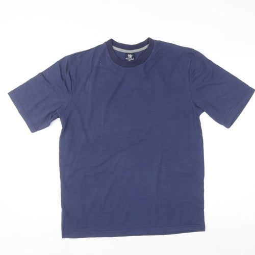 CargoBay Men's Navy Blue Crew Neck Short Sleeve Cotton Blend T-Shirt Size S