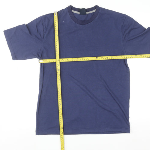 CargoBay Men's Navy Blue Crew Neck Short Sleeve Cotton Blend T-Shirt Size S