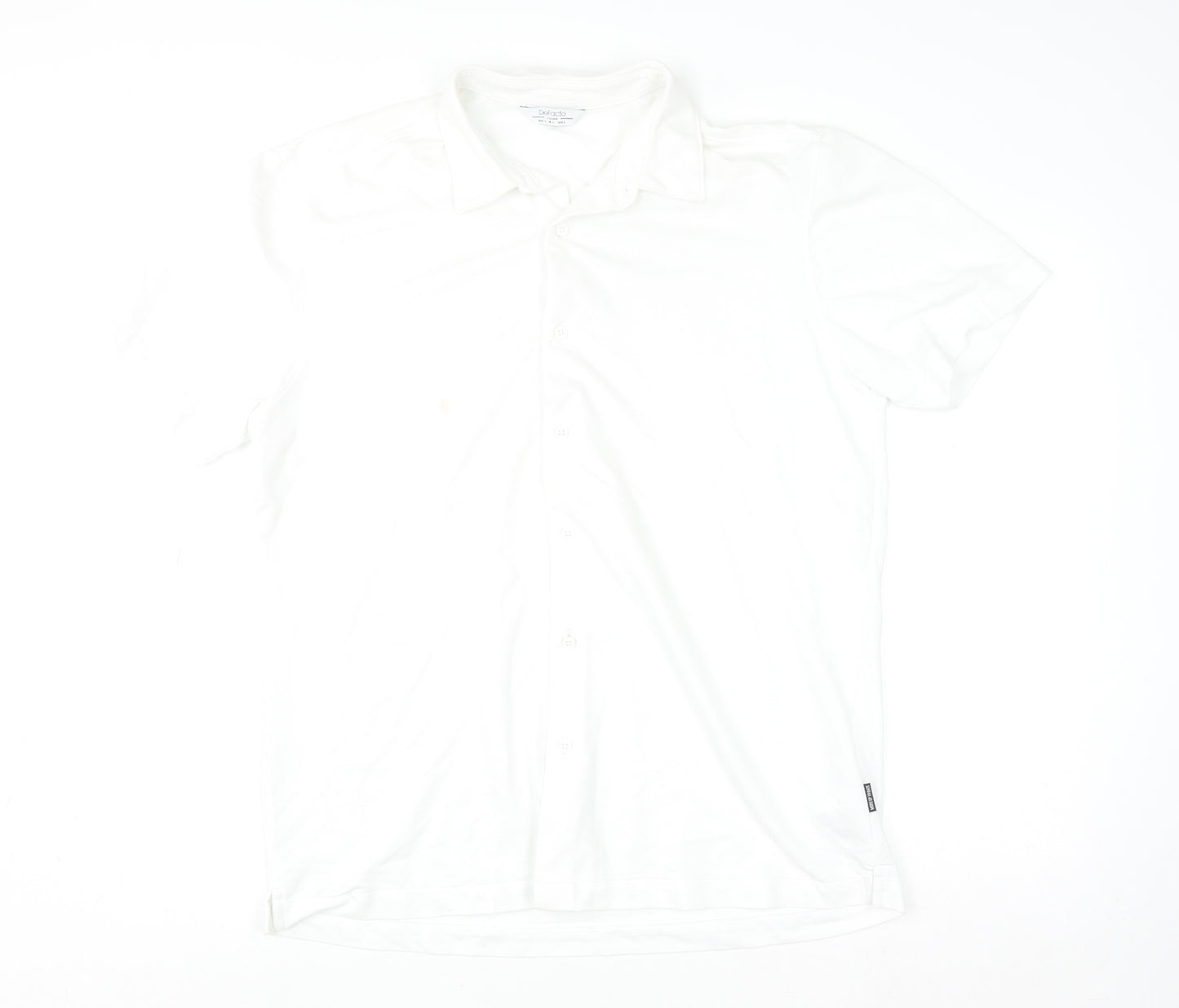 DeFacto Men's White Cotton Stretch Regular Fit Short Sleeve Polo L