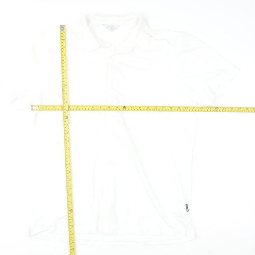 DeFacto Men's White Cotton Stretch Regular Fit Short Sleeve Polo L