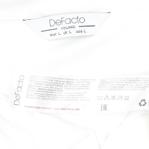 DeFacto Men's White Cotton Stretch Regular Fit Short Sleeve Polo L