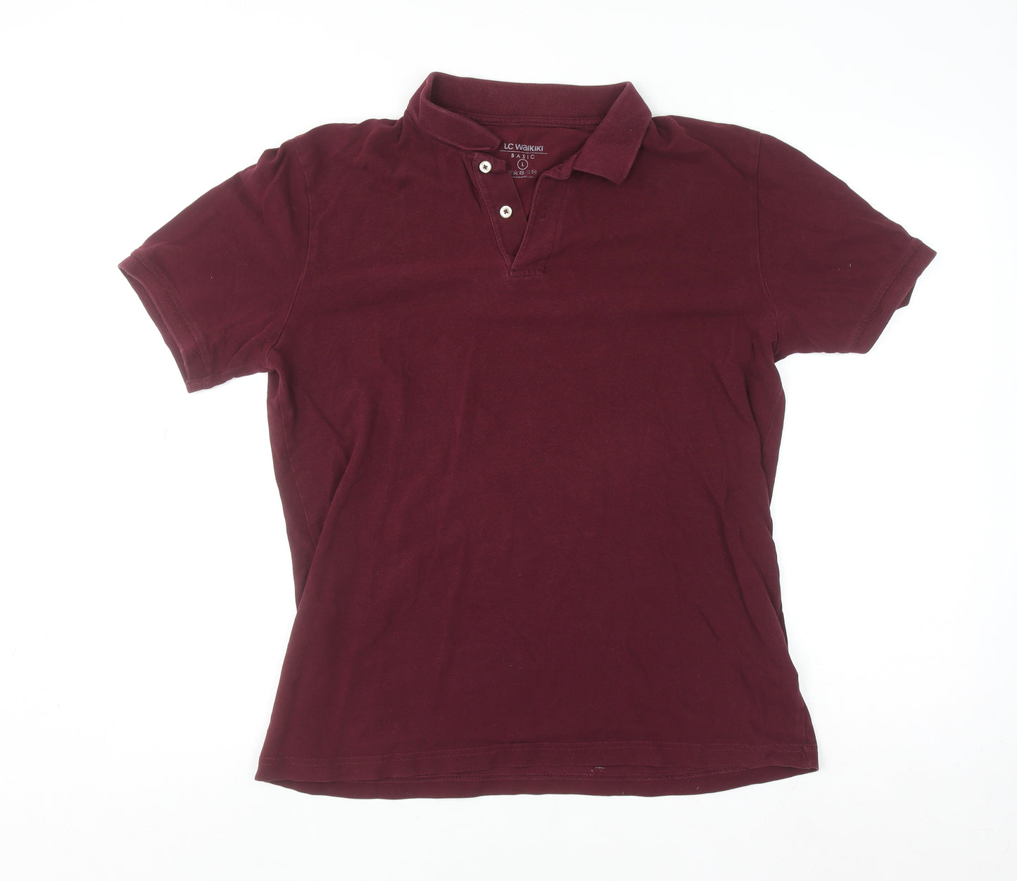 LC Waikiki Men's Red Cotton Short Sleeve Polo Shirt Size L