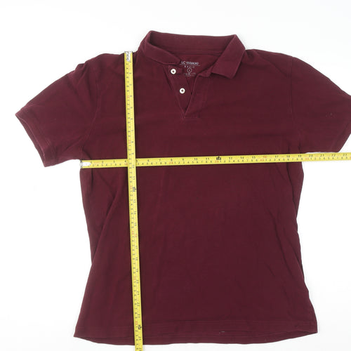 LC Waikiki Men's Red Cotton Short Sleeve Polo Shirt Size L