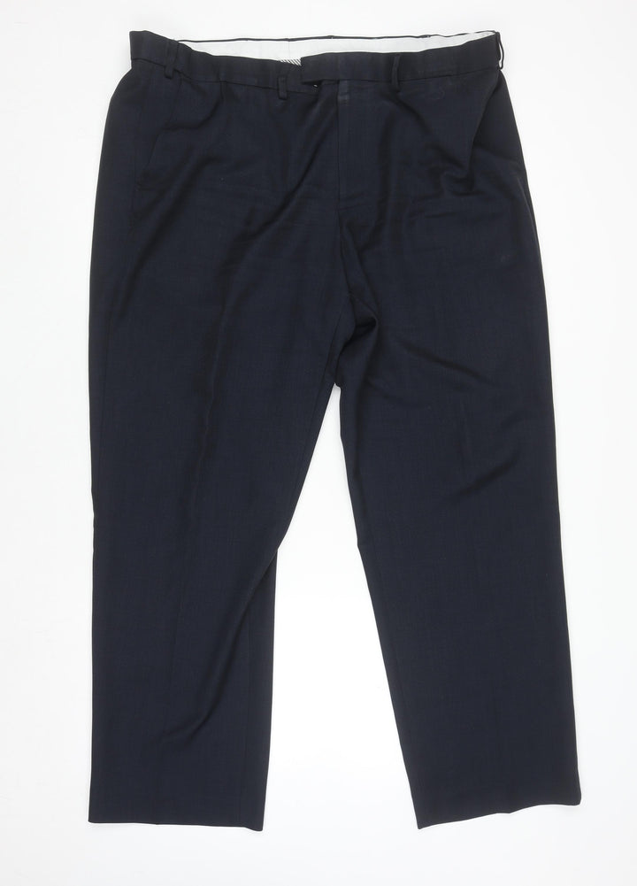Dunnes Stores Men's Navy 42in Regular Fit Dress Trousers
