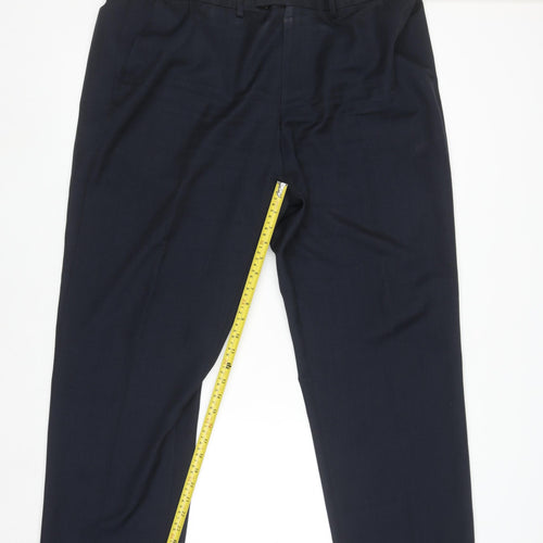 Dunnes Stores Men's Navy 42in Regular Fit Dress Trousers