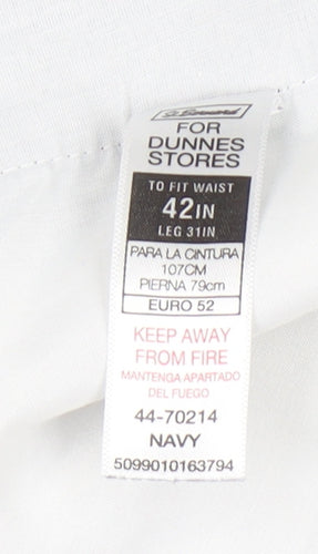 Dunnes Stores Men's Navy 42in Regular Fit Dress Trousers