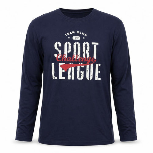 Livergy Men's Blue Long Sleeve Sport League Cotton T-Shirt Size S