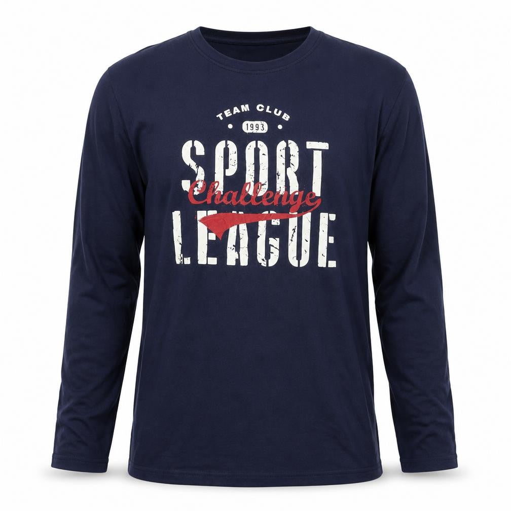 Livergy Men's Blue Long Sleeve Sport League Cotton T-Shirt Size S