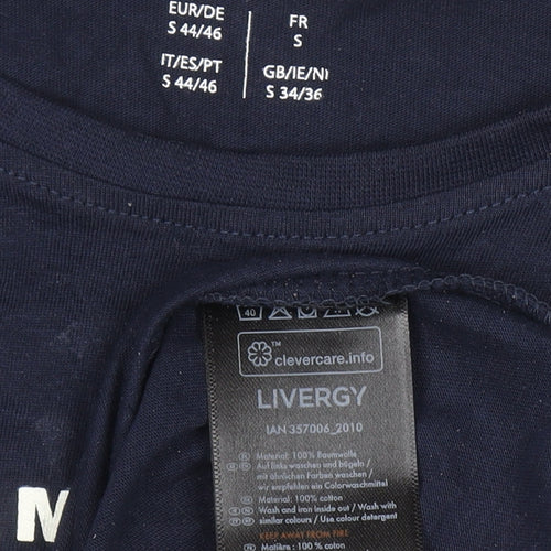 Livergy Men's Blue Long Sleeve Sport League Cotton T-Shirt Size S