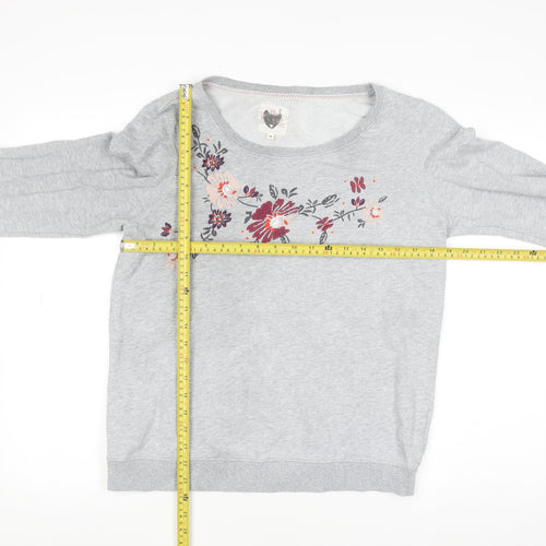 Mantaray Women's Grey Floral Embroidered Jumper Size 12