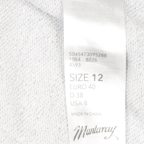 Mantaray Women's Grey Floral Embroidered Jumper Size 12