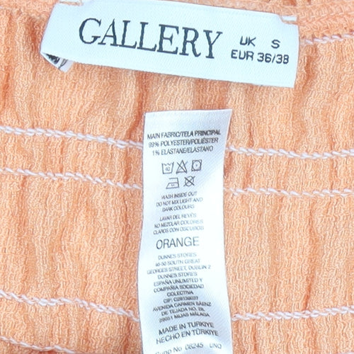 Gallery Women Orange Sleeveless V-Neck Crinkle Top Size S