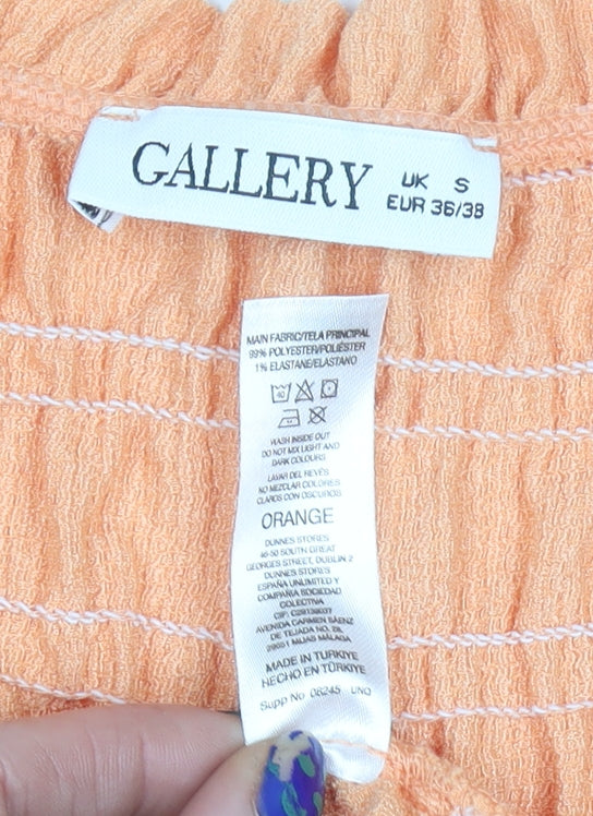 Gallery Women Orange Sleeveless V-Neck Crinkle Top Size S