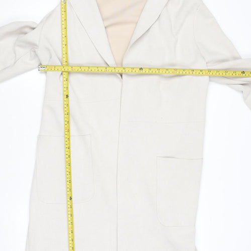 Zara Women Beige Mid-Length Open Front Coat Size 10