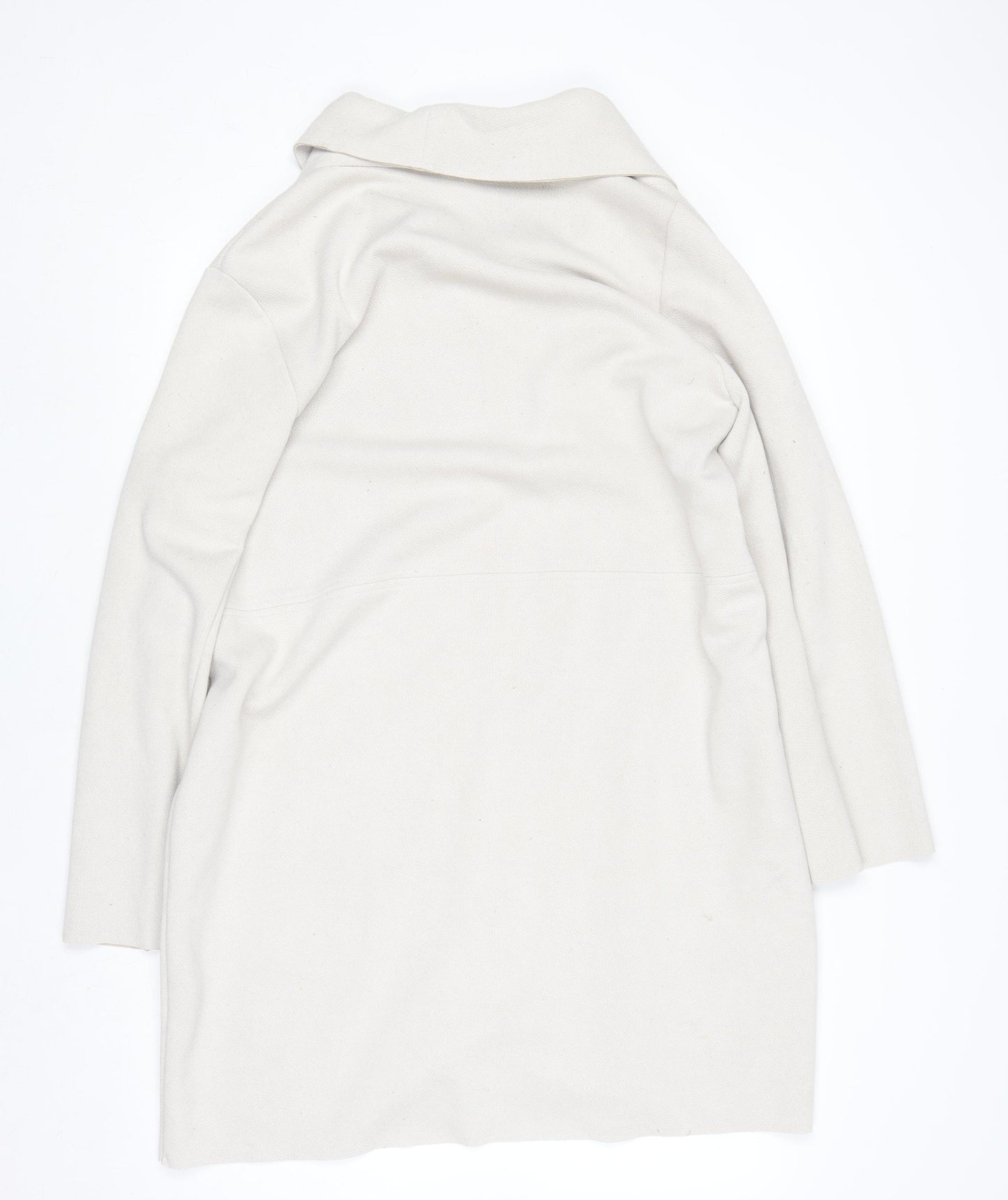 Zara Women Beige Mid-Length Open Front Coat Size 10