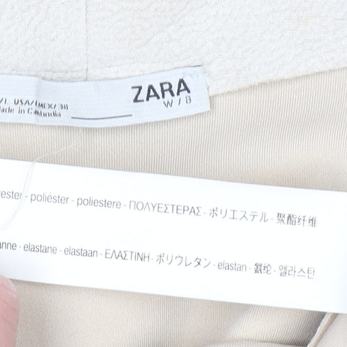 Zara Women Beige Mid-Length Open Front Coat Size 10