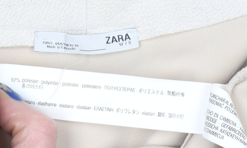 Zara Women Beige Mid-Length Open Front Coat Size 10